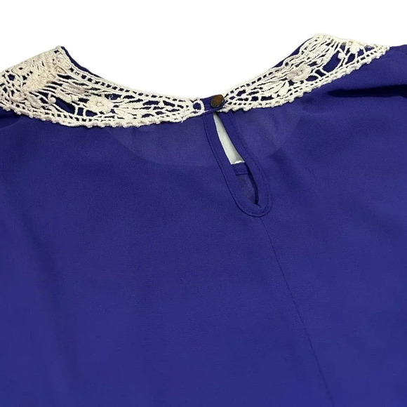 UMGEE Women's Sheer Purple & Cream Lace Top Blouse Size Medium - Picture 10 of 10